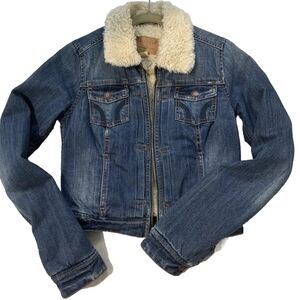 Hollister Y2K Sherpa Line Denim Jacket Small
